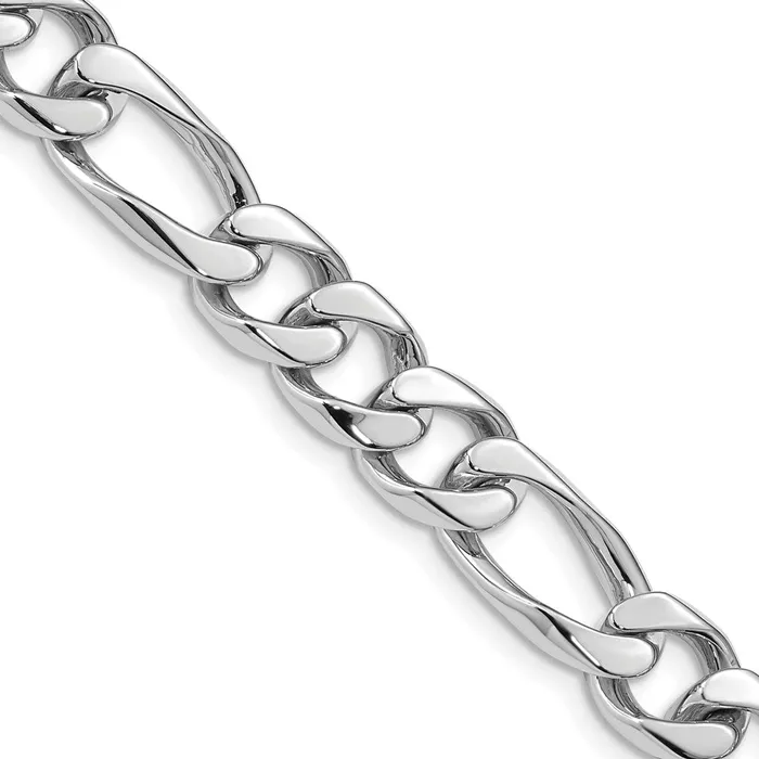 Necklaces MDS Solid 14K White Gold 20 inch 9mm Hand Polished Figaro Link with Box Catch Clasp Chain Necklace Necklaces MDS Solid 14K White Gold 20 inch 9mm Hand Polished Figaro Link with Box Catch Clasp Chain Necklace