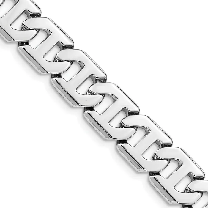 Necklaces Solid 14K White Gold 22 inch 85mm Hand Polished Fancy Link with Box Catch Clasp Chain Necklace MDS Necklaces Solid 14K White Gold 22 inch 85mm Hand Polished Fancy Link with Box Catch Clasp Chain Necklace MDS