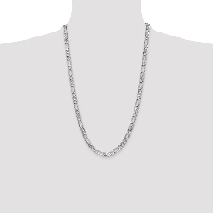 Necklaces Solid 14K White Gold 26 inch 6mm Flat Figaro with Lobster Clasp Chain Necklace MDS Necklaces Solid 14K White Gold 26 inch 6mm Flat Figaro with Lobster Clasp Chain Necklace MDS