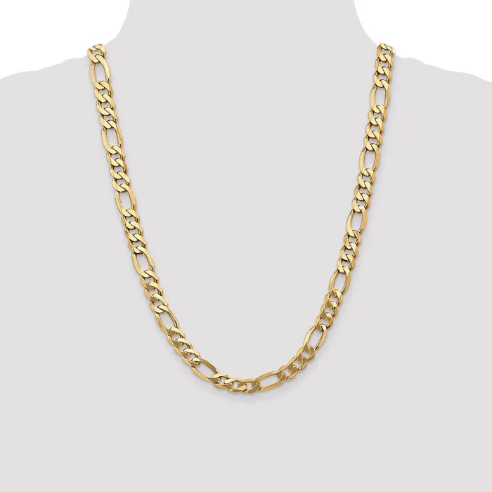 Necklaces Solid 14K Yellow Gold 24 inch 875mm Flat Figaro with Lobster Clasp Chain Necklace MDS Necklaces Solid 14K Yellow Gold 24 inch 875mm Flat Figaro with Lobster Clasp Chain Necklace MDS