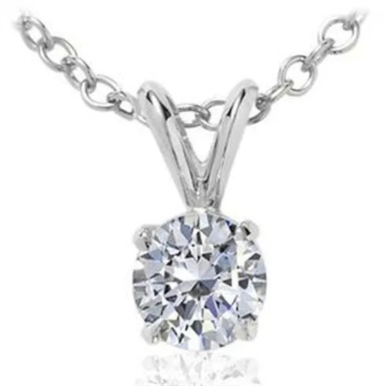Original 040 Carat Maulijewels 14K White Gold Diamond Solitaire Pendant With 18 14K White Gold Plated Sterling Silver Box Chain JMS always Necklaces Original 040 Carat Maulijewels 14K White Gold Diamond Solitaire Pendant With 18 14K White Gold Plated Sterling Silver Box Chain JMS always Necklaces