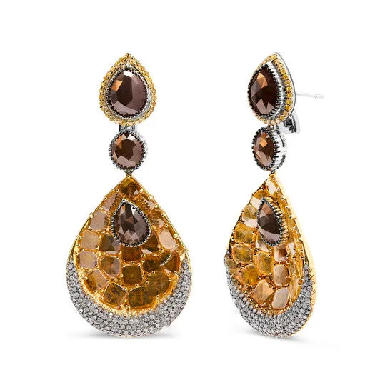 Original 14K White and Yellow Gold 16 14 Cttw Fancy Color Rose Cut Diamond Disc Drop Dangle Statement Earrings Fancy Colors I2I3 Clarity JMS always Earrings Original 14K White and Yellow Gold 16 14 Cttw Fancy Color Rose Cut Diamond Disc Drop Dangle Statement Earrings Fancy Colors I2I3 Clarity JMS always Earrings