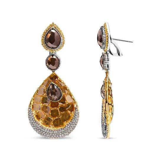 Original 14K White and Yellow Gold 16 14 Cttw Fancy Color Rose Cut Diamond Disc Drop Dangle Statement Earrings Fancy Colors I2I3 Clarity JMS always Earrings Original 14K White and Yellow Gold 16 14 Cttw Fancy Color Rose Cut Diamond Disc Drop Dangle Statement Earrings Fancy Colors I2I3 Clarity JMS always Earrings