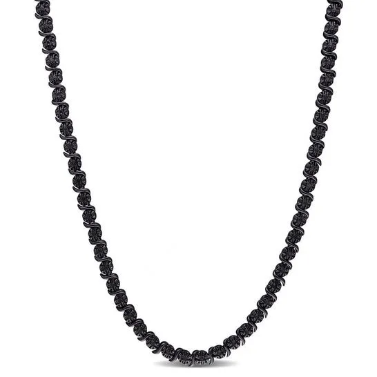 Original AMOUR 12 CT TW Black Diamond Tennis Necklace In Sterling Silver with Black Rhodium JMS always Necklaces Original AMOUR 12 CT TW Black Diamond Tennis Necklace In Sterling Silver with Black Rhodium JMS always Necklaces