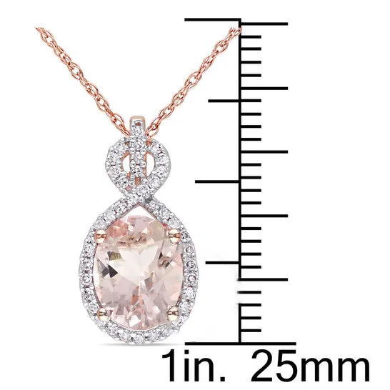 Original AMOUR 1 58 CT TGW Ovalcut Morganite and 16 CT TW Diamond Infinity Halo with Chain In 10K Rose Gold JMS always Necklaces Original AMOUR 1 58 CT TGW Ovalcut Morganite and 16 CT TW Diamond Infinity Halo with Chain In 10K Rose Gold JMS always Necklaces