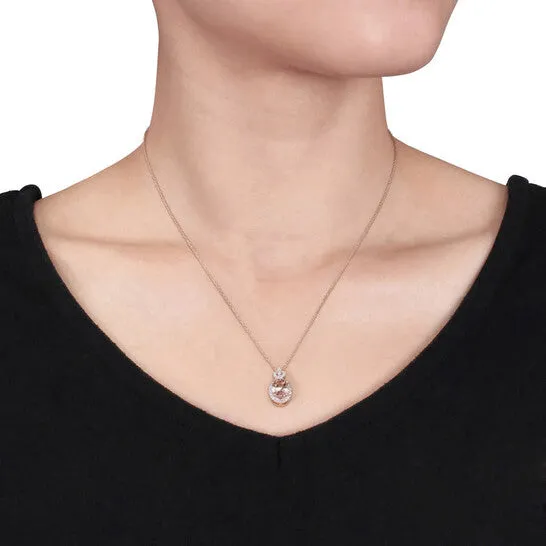 Original AMOUR 1 58 CT TGW Ovalcut Morganite and 16 CT TW Diamond Infinity Halo with Chain In 10K Rose Gold JMS always Necklaces Original AMOUR 1 58 CT TGW Ovalcut Morganite and 16 CT TW Diamond Infinity Halo with Chain In 10K Rose Gold JMS always Necklaces