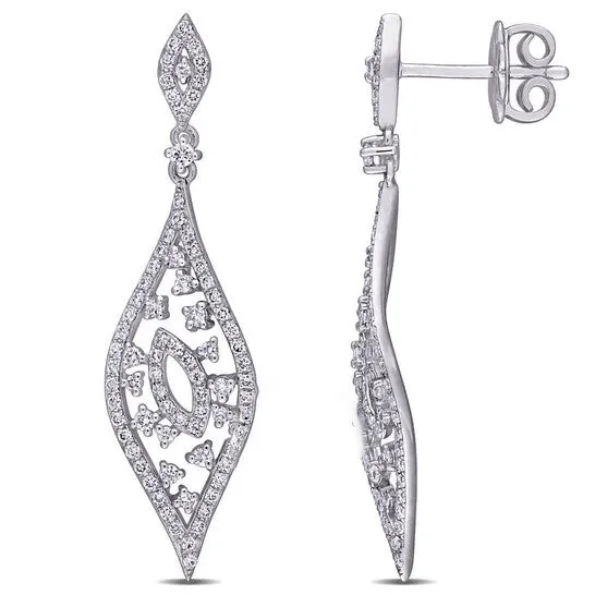 Original AMOUR 78 CT TW Diamond Teardrop Vintage Earrings In 14K White Gold JMS always Earrings Original AMOUR 78 CT TW Diamond Teardrop Vintage Earrings In 14K White Gold JMS always Earrings