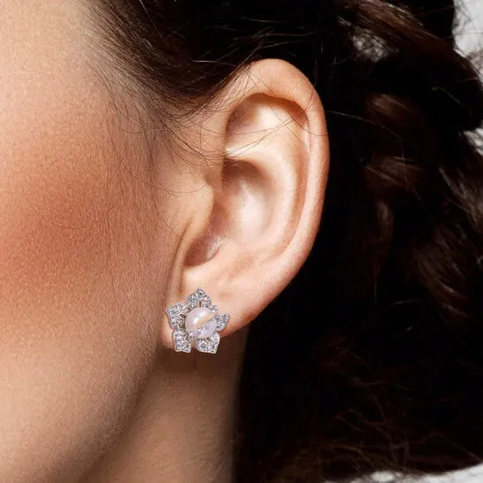 Original AMOUR 859mm Freshwater Cultured Pearl and 2 34 CT TGW Created White Sapphire Floral Earrings In Sterling Silver JMS always Earrings Original AMOUR 859mm Freshwater Cultured Pearl and 2 34 CT TGW Created White Sapphire Floral Earrings In Sterling Silver JMS always Earrings
