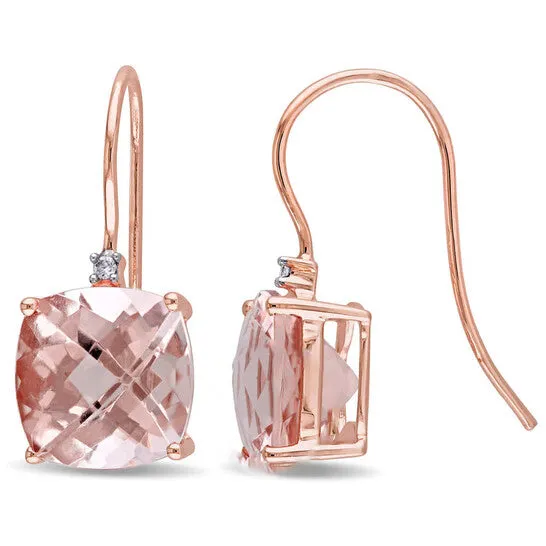 Original AMOUR Cushion Checkerboardcut Morganite Solitaire Hook Earrings In 14K Rose Gold JMS always Earrings Original AMOUR Cushion Checkerboardcut Morganite Solitaire Hook Earrings In 14K Rose Gold JMS always Earrings