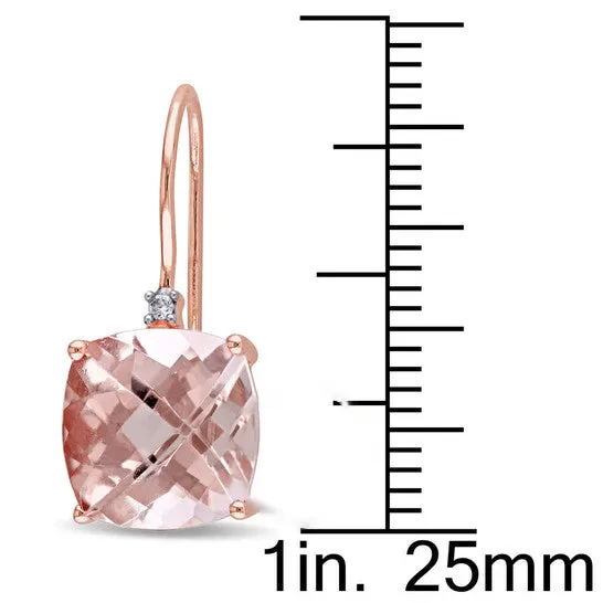 Original AMOUR Cushion Checkerboardcut Morganite Solitaire Hook Earrings In 14K Rose Gold JMS always Earrings Original AMOUR Cushion Checkerboardcut Morganite Solitaire Hook Earrings In 14K Rose Gold JMS always Earrings