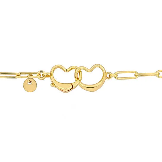 Original Amour Paper Clip Link Bracelet in Yellow Plated Sterling Silver with Double Heart Clasp JMS always Bracelets Original Amour Paper Clip Link Bracelet in Yellow Plated Sterling Silver with Double Heart Clasp JMS always Bracelets
