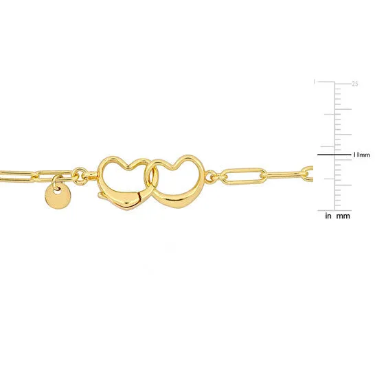 Original Amour Paper Clip Link Bracelet in Yellow Plated Sterling Silver with Double Heart Clasp JMS always Bracelets Original Amour Paper Clip Link Bracelet in Yellow Plated Sterling Silver with Double Heart Clasp JMS always Bracelets
