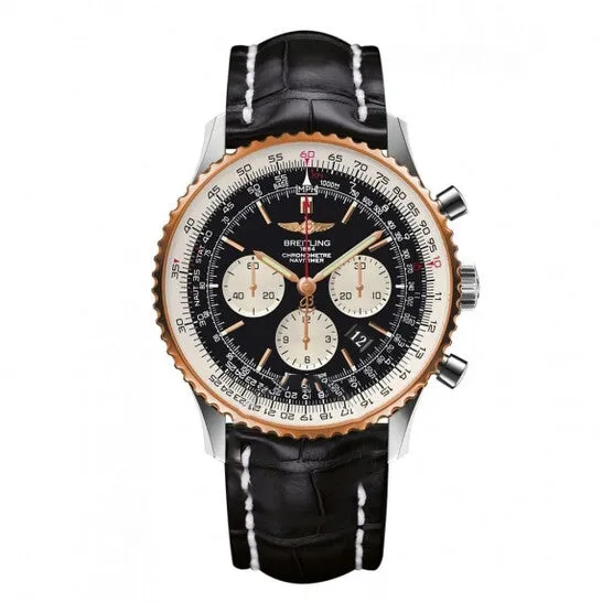 Original Breitling Navitimer 01 Black Dial Twotone Chronograph Mens Watch UB012721BE18BKCD JMS always Rings Original Breitling Navitimer 01 Black Dial Twotone Chronograph Mens Watch UB012721BE18BKCD JMS always Rings
