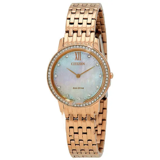 Original Citizen Silhouette Crystal White Mother of Pearl Dial Ladies Watch EX148350D JMS always Watches