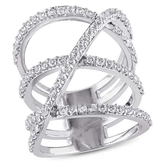 Original Delmar White Topaz Crossover Split Shank Ring in Sterling Silver JMS always Rings Original Delmar White Topaz Crossover Split Shank Ring in Sterling Silver JMS always Rings