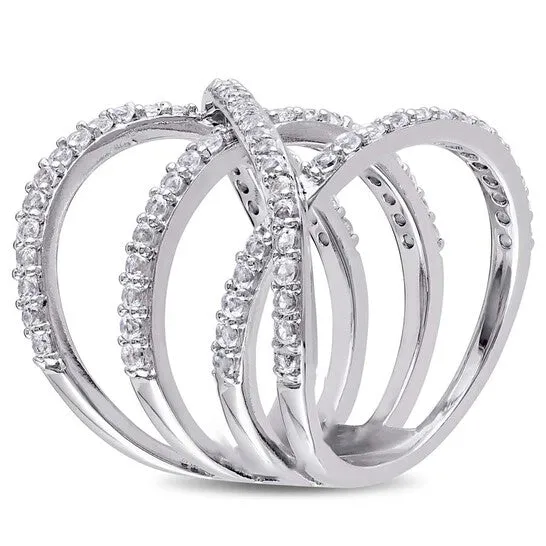 Original Delmar White Topaz Crossover Split Shank Ring in Sterling Silver JMS always Rings Original Delmar White Topaz Crossover Split Shank Ring in Sterling Silver JMS always Rings