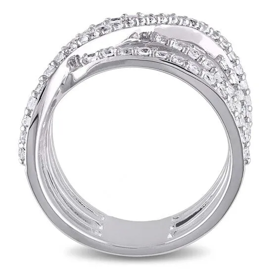 Original Delmar White Topaz Crossover Split Shank Ring in Sterling Silver JMS always Rings Original Delmar White Topaz Crossover Split Shank Ring in Sterling Silver JMS always Rings