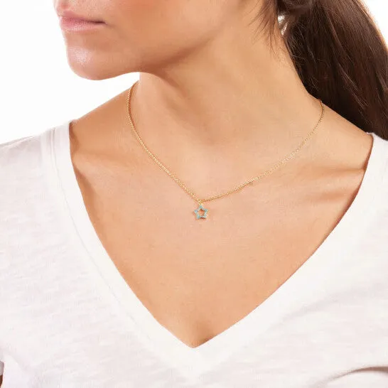 Original Elegant Confetti Womens 18K Yellow Gold Plated Simulated Turquoise Star Pendant Necklace JMS always Necklaces Original Elegant Confetti Womens 18K Yellow Gold Plated Simulated Turquoise Star Pendant Necklace JMS always Necklaces