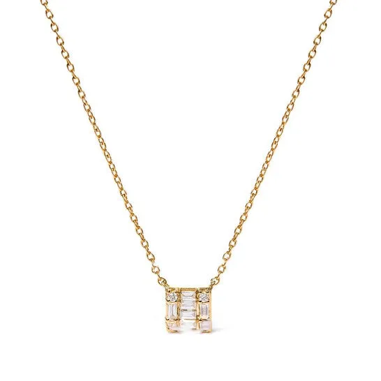 Original Haus of Brilliance 10K Yellow Gold 110 Cttw Round and Baguette Diamond Mosaic Composite Square 18 Inch Necklace HI Color I1I2 Clarity JMS always Necklaces Original Haus of Brilliance 10K Yellow Gold 110 Cttw Round and Baguette Diamond Mosaic Composite Square 18 Inch Necklace HI Color I1I2 Clarity JMS always Necklaces