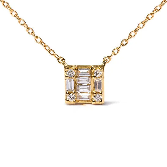 Original Haus of Brilliance 10K Yellow Gold 110 Cttw Round and Baguette Diamond Mosaic Composite Square 18 Inch Necklace HI Color I1I2 Clarity JMS always Necklaces Original Haus of Brilliance 10K Yellow Gold 110 Cttw Round and Baguette Diamond Mosaic Composite Square 18 Inch Necklace HI Color I1I2 Clarity JMS always Necklaces