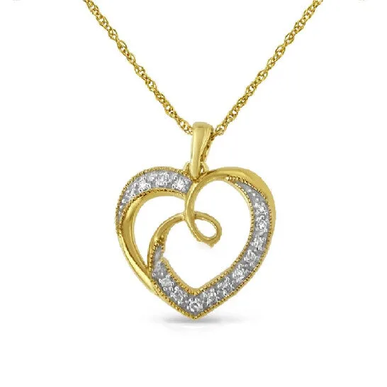 Original Haus of Brilliance 14K Yellow Gold Plated 925 Sterling Silver Diamond Accent Ribbon Heart 18 Pendant Necklace HI Color I2I3 Clarity JMS always Necklaces Original Haus of Brilliance 14K Yellow Gold Plated 925 Sterling Silver Diamond Accent Ribbon Heart 18 Pendant Necklace HI Color I2I3 Clarity JMS always Necklaces