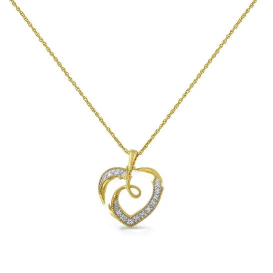 Original Haus of Brilliance 14K Yellow Gold Plated 925 Sterling Silver Diamond Accent Ribbon Heart 18 Pendant Necklace HI Color I2I3 Clarity JMS always Necklaces Original Haus of Brilliance 14K Yellow Gold Plated 925 Sterling Silver Diamond Accent Ribbon Heart 18 Pendant Necklace HI Color I2I3 Clarity JMS always Necklaces
