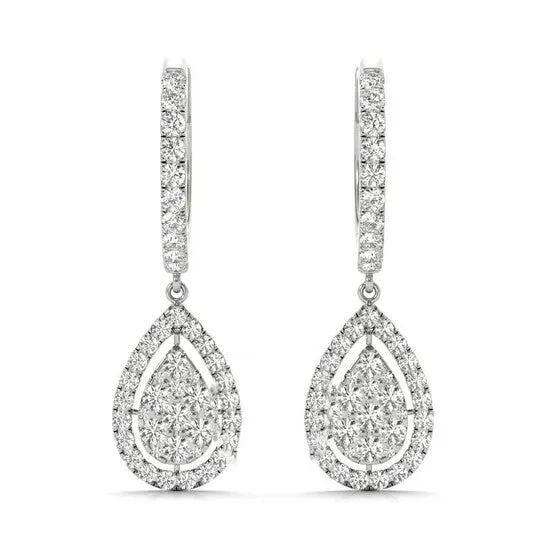 Original Tresorra 18K White Gold Float Pear Halo Diamond Drop Earrings JMS always Earrings Original Tresorra 18K White Gold Float Pear Halo Diamond Drop Earrings JMS always Earrings