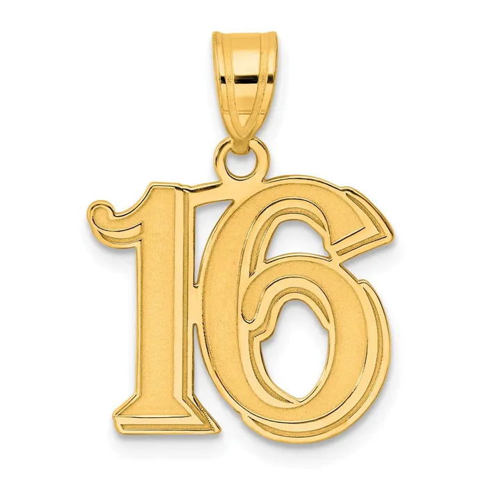 PreStyled Sets Goldia 14k Yellow Gold Polished Etched Number 16 Pendant