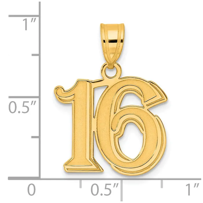 PreStyled Sets Goldia 14k Yellow Gold Polished Etched Number 16 Pendant