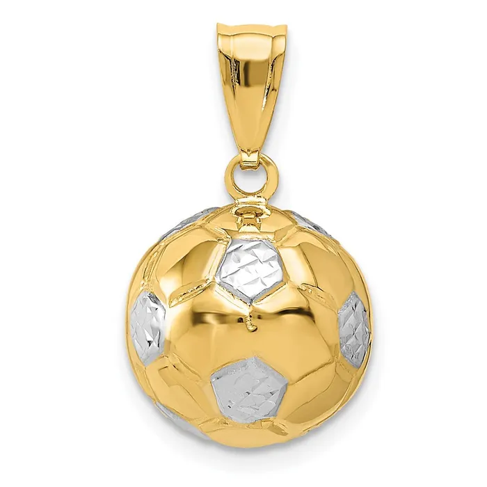 PreStyled Sets Goldia 14k Yellow Rhodium Gold wRhodium Soccer Ball Pendant