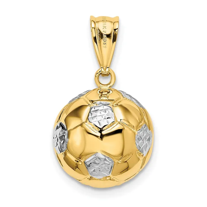 PreStyled Sets Goldia 14k Yellow Rhodium Gold wRhodium Soccer Ball Pendant
