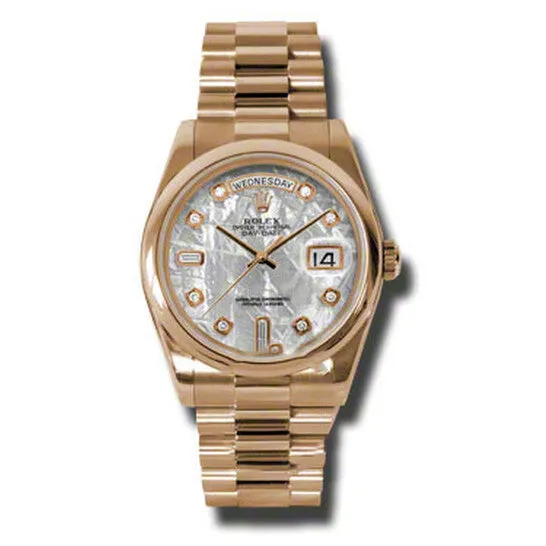 PreStyled Sets JMS always Original Rolex DayDate Meteorite Dial 18K Everose Gold President Automatic Mens Watch 118205MTDP PreStyled Sets JMS always Original Rolex DayDate Meteorite Dial 18K Everose Gold President Automatic Mens Watch 118205MTDP