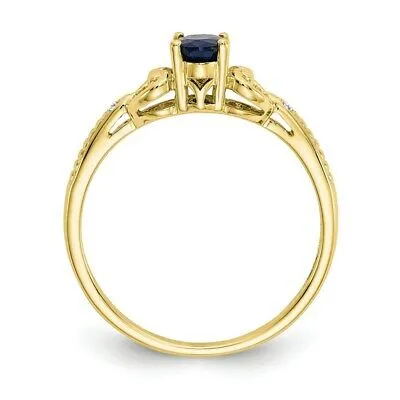 Real Oval Sapphire Diamond Ring 10K Yellow Gold September Birthstone Jewelry Goldiacom Rings