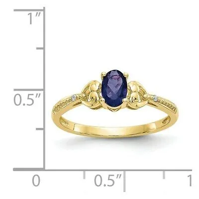 Real Oval Sapphire Diamond Ring 10K Yellow Gold September Birthstone Jewelry Goldiacom Rings