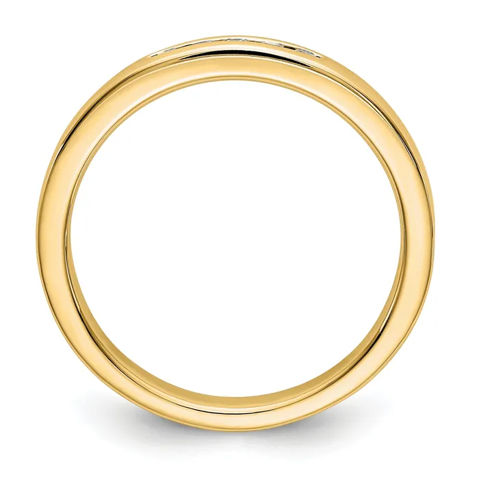 Rings 009ct CZ Solid Real 14K Yellow Gold 516mm Stone Channel Wedding Band Ring Goldia