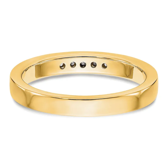 Rings 009ct CZ Solid Real 14K Yellow Gold 516mm Stone Channel Wedding Band Ring Goldia