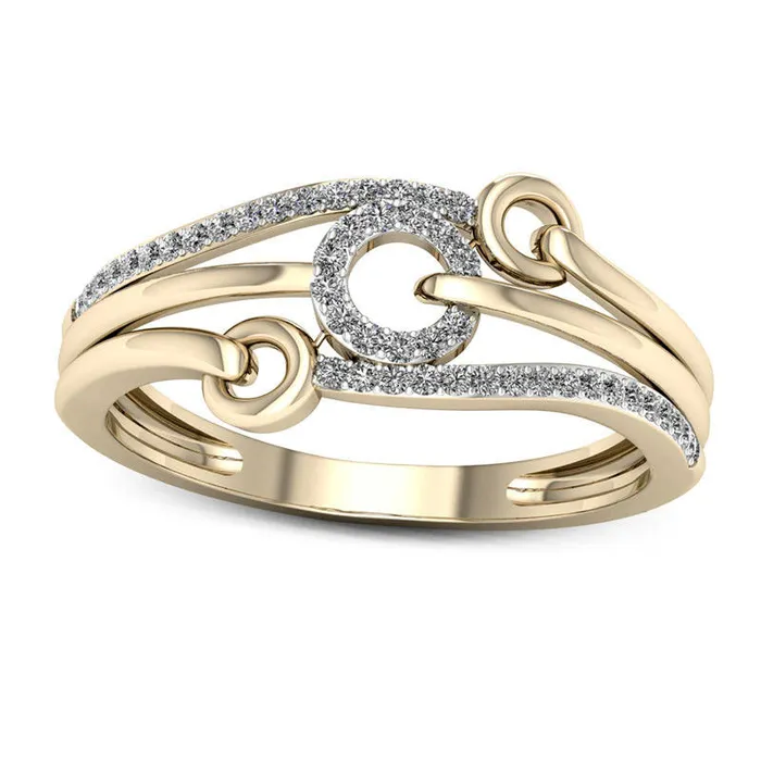 Rings 013 CT TW Natural Diamond Triple Circle MultiRow Ring in Solid 10K Yellow Gold Goldia Rings 013 CT TW Natural Diamond Triple Circle MultiRow Ring in Solid 10K Yellow Gold Goldia
