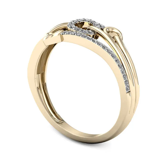 Rings 013 CT TW Natural Diamond Triple Circle MultiRow Ring in Solid 10K Yellow Gold Goldia Rings 013 CT TW Natural Diamond Triple Circle MultiRow Ring in Solid 10K Yellow Gold Goldia