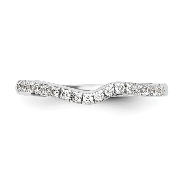 Rings 020ct CZ Solid Real 14K White Gold Contoured Wedding Wedding Band Ring Goldia