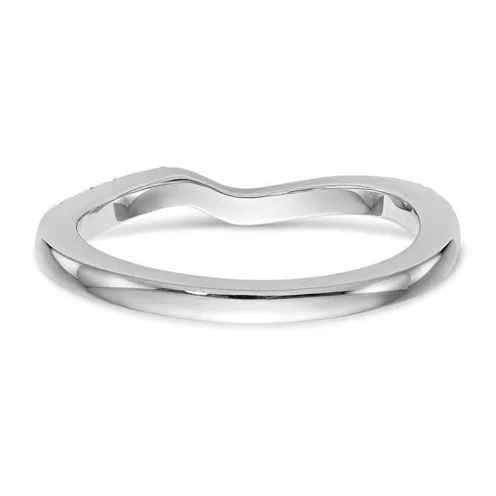 Rings 020ct CZ Solid Real 14K White Gold Contoured Wedding Wedding Band Ring Goldia