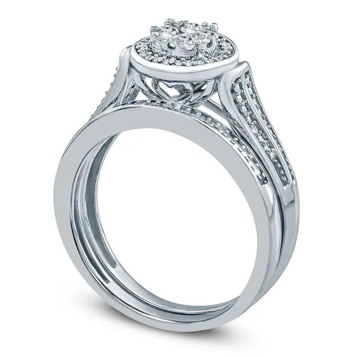Rings 025 CT TW Composite Natural Diamond Frame Bridal Engagement Ring Set in Sterling Silver Goldia Rings 025 CT TW Composite Natural Diamond Frame Bridal Engagement Ring Set in Sterling Silver Goldia