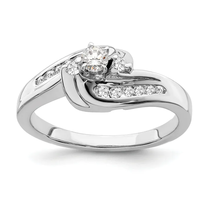 Rings 032ct CZ Solid Real 14k White Gold Peg Set Engagement Ring Goldia