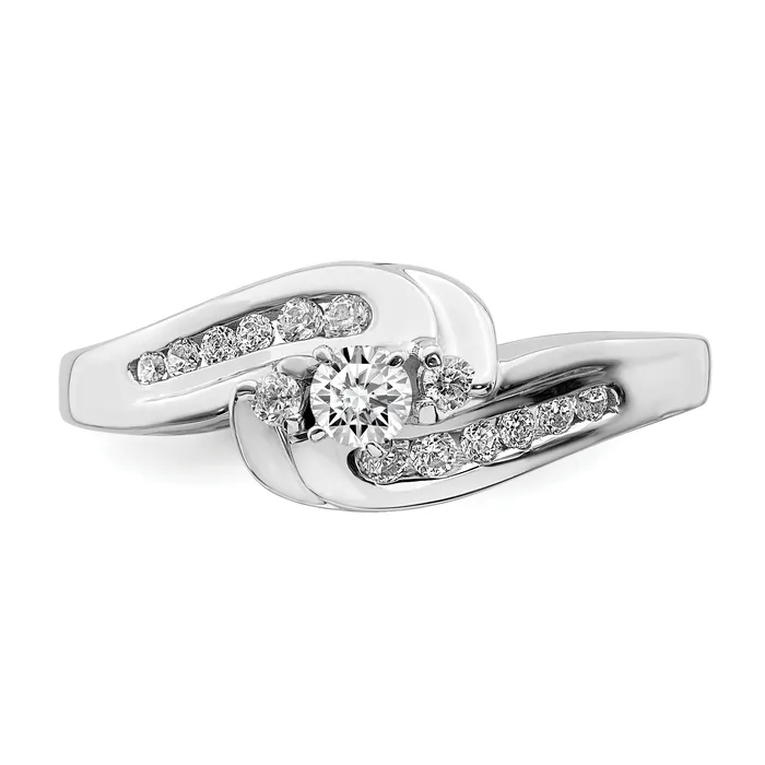 Rings 032ct CZ Solid Real 14k White Gold Peg Set Engagement Ring Goldia