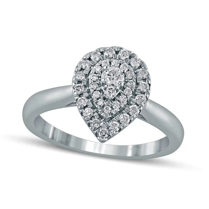 Rings 033 CT TW Composite Natural Diamond Double PearShaped Frame Engagement Ring in Solid 10K White Gold Goldia Rings 033 CT TW Composite Natural Diamond Double PearShaped Frame Engagement Ring in Solid 10K White Gold Goldia