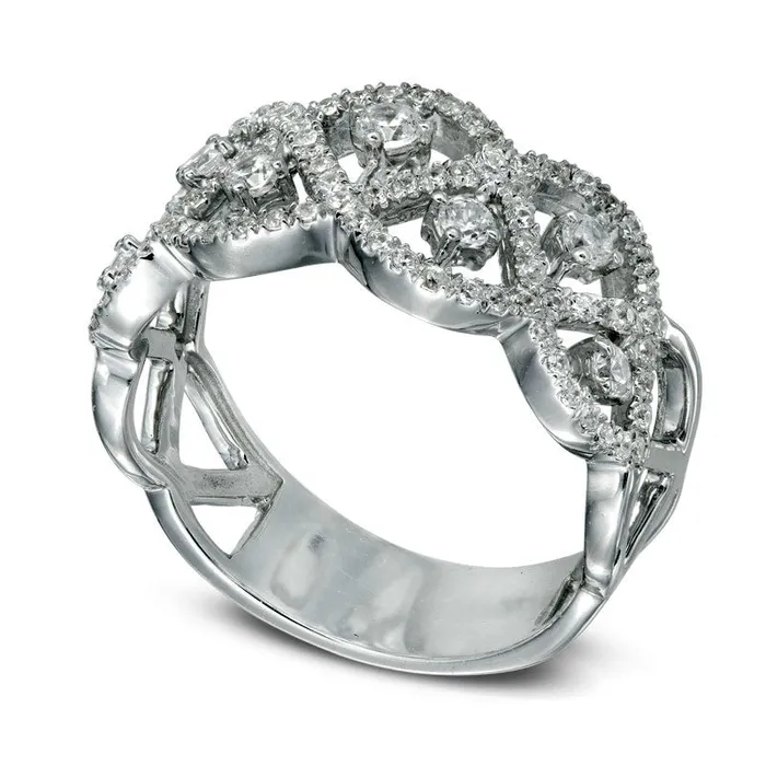 Rings 050 CT TW Natural Diamond Orbit Braid Ring in Sterling Silver Goldia Rings 050 CT TW Natural Diamond Orbit Braid Ring in Sterling Silver Goldia