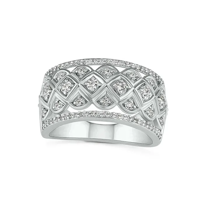 Rings 050 CT TW Natural Diamond Ornate Quilt Ring in Solid 10K White Gold Goldia Rings 050 CT TW Natural Diamond Ornate Quilt Ring in Solid 10K White Gold Goldia