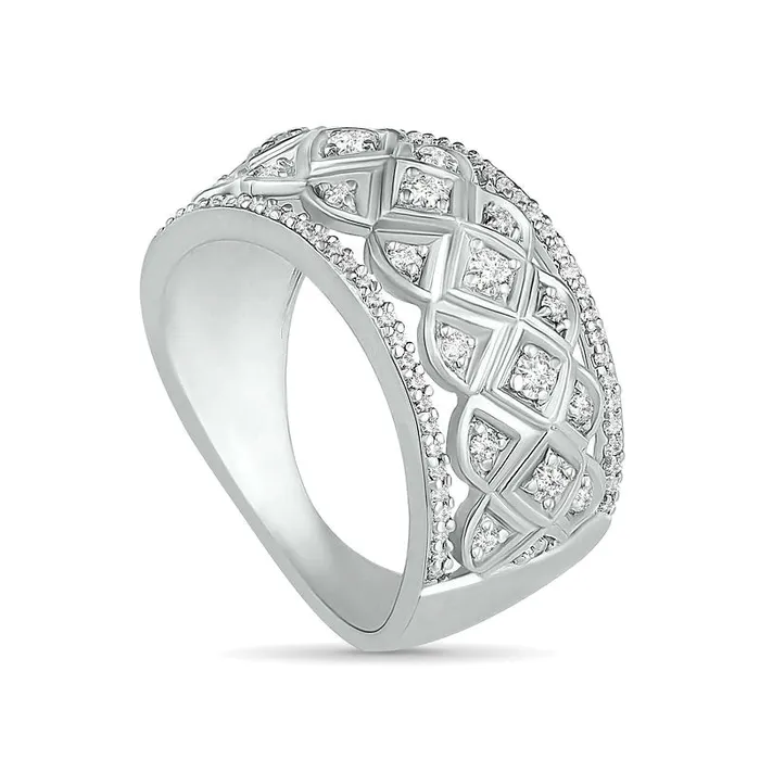 Rings 050 CT TW Natural Diamond Ornate Quilt Ring in Solid 10K White Gold Goldia Rings 050 CT TW Natural Diamond Ornate Quilt Ring in Solid 10K White Gold Goldia
