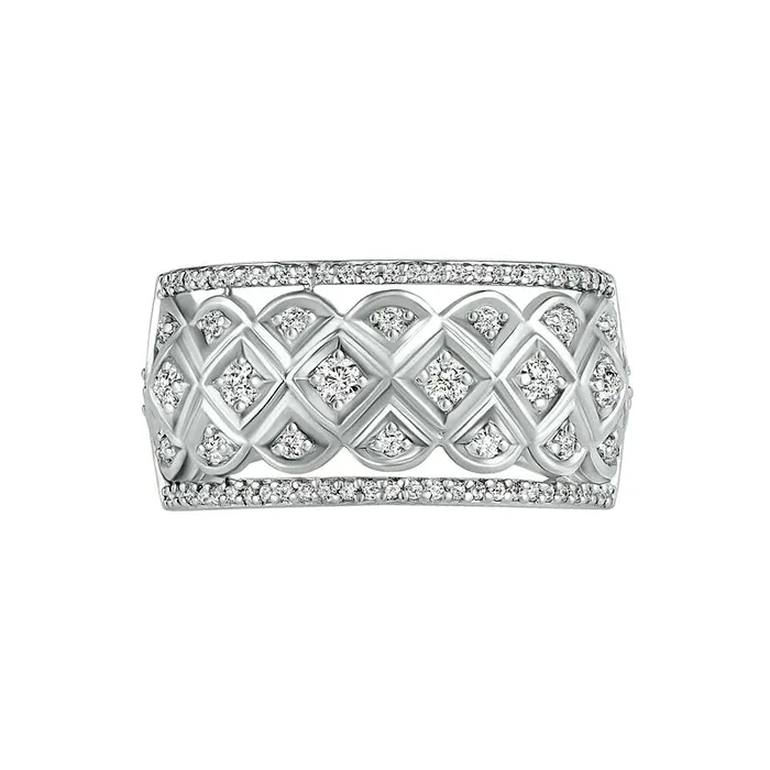 Rings 050 CT TW Natural Diamond Ornate Quilt Ring in Solid 10K White Gold Goldia Rings 050 CT TW Natural Diamond Ornate Quilt Ring in Solid 10K White Gold Goldia