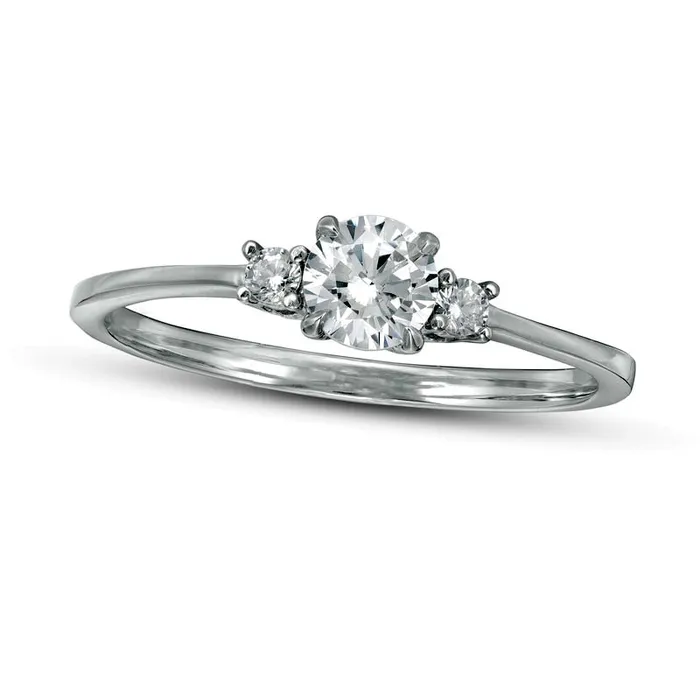 Rings 050 CT TW Natural Diamond Three Stone Engagement Ring in Solid 14K White Gold Goldia Rings 050 CT TW Natural Diamond Three Stone Engagement Ring in Solid 14K White Gold Goldia