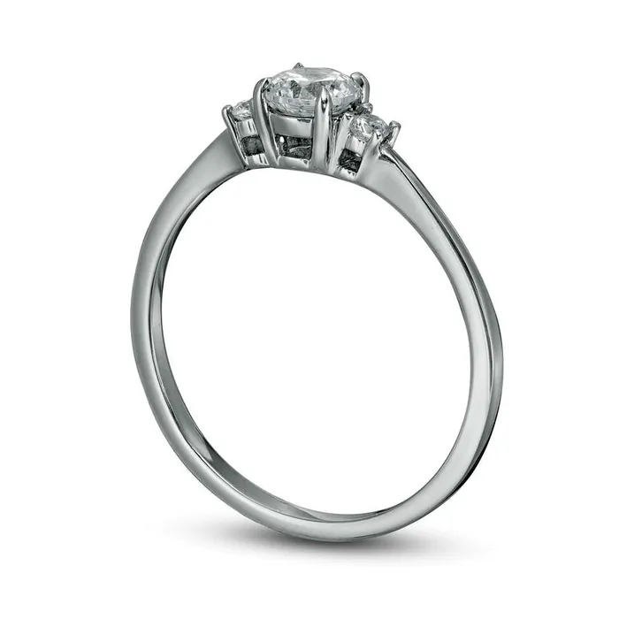 Rings 050 CT TW Natural Diamond Three Stone Engagement Ring in Solid 14K White Gold Goldia Rings 050 CT TW Natural Diamond Three Stone Engagement Ring in Solid 14K White Gold Goldia